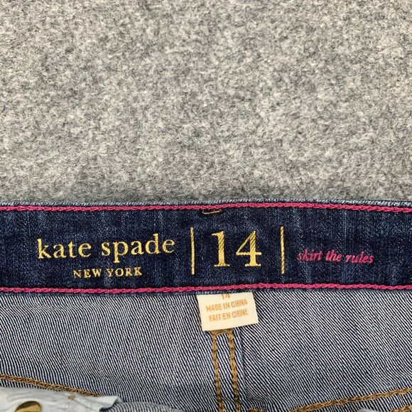 Kate Spade Mini Skirt Girls 14 Blue The Rules Medium Wash Denim Button Up Pocket - Picture 4 of 12